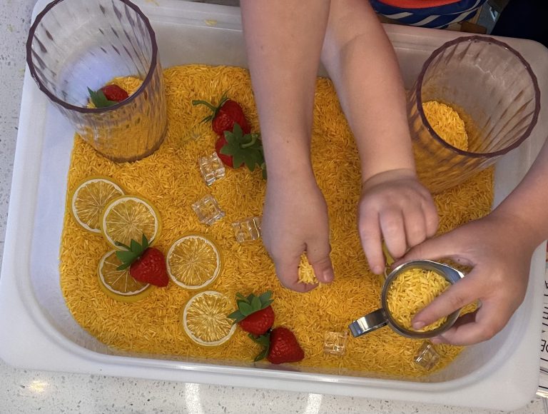 Lemonade Sensory Bin for Kids (That Kept Mine Busy for 2 Hours)